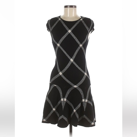 Alice + Olivia Diagonal Plaid Knit Dress - Picture 1 of 6